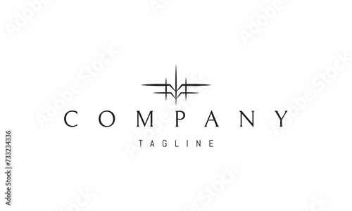 Vector logo with an abstract image of airplane wings in a linear style.