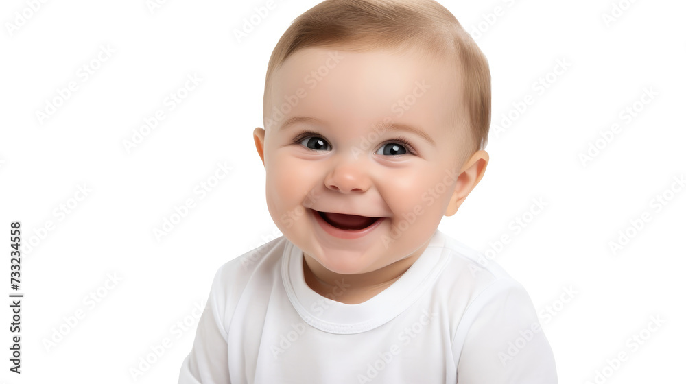 happy baby on white background