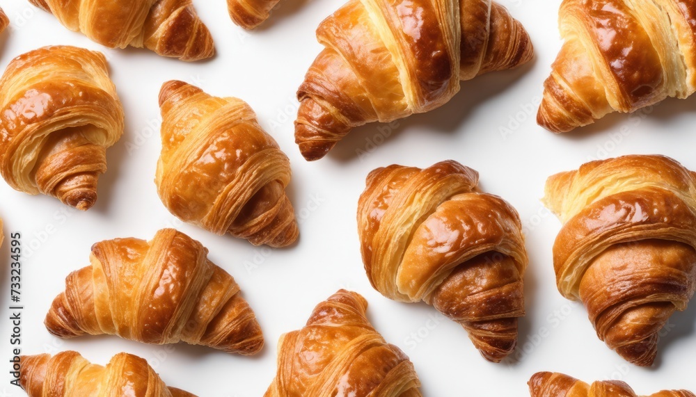 A bunch of croissants on a white surface A bunch of croissants on a white surface