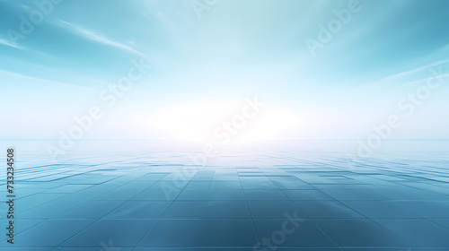 Empty concrete floor, 3D rendering sea view square with clear sky background © Derby