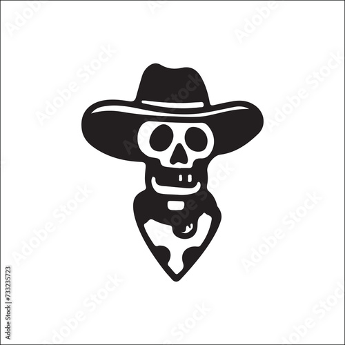 vector illustration of cowboy skull