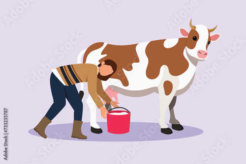 Farmer activity. Agricultural concept. Colored flat vector illustration isolated.