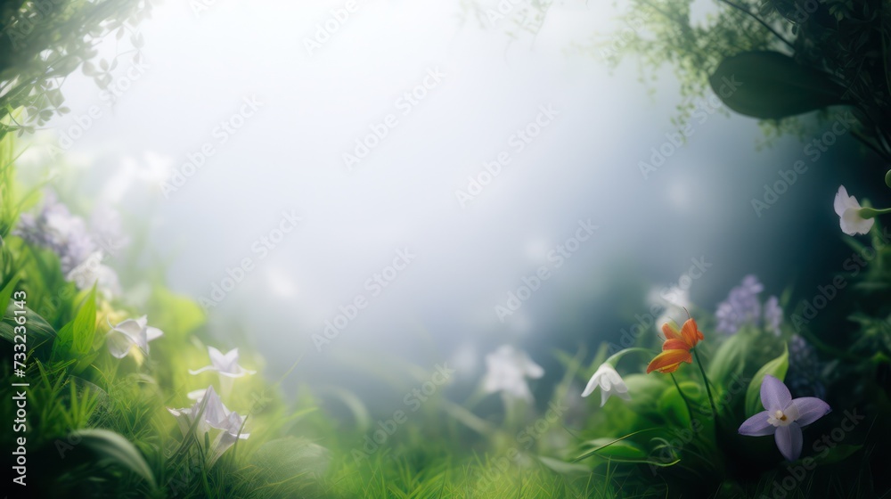 Spring flowers portal background with copyspace.