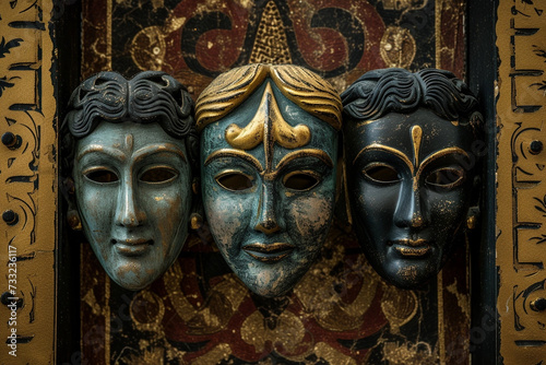 Old theater masks with emotions, World Theater Day