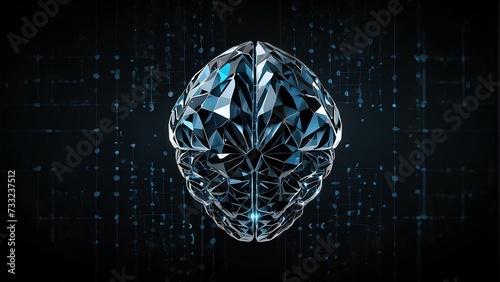 Diamond Mind  Dark-Themed Background Wallpaper with Intricate Diamond Brain Design