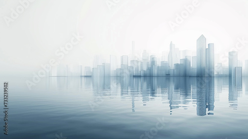 Futuristic cities on the background of the water.