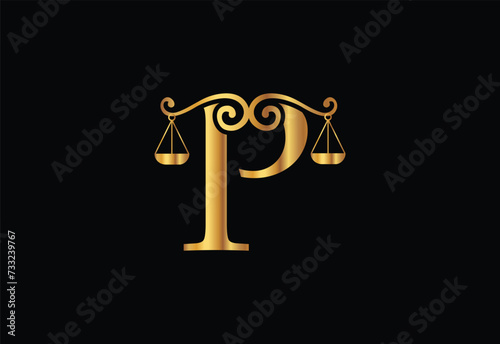 Low firm logo with latter P vector template, Justice logo, Equality, judgement logo vector illustration