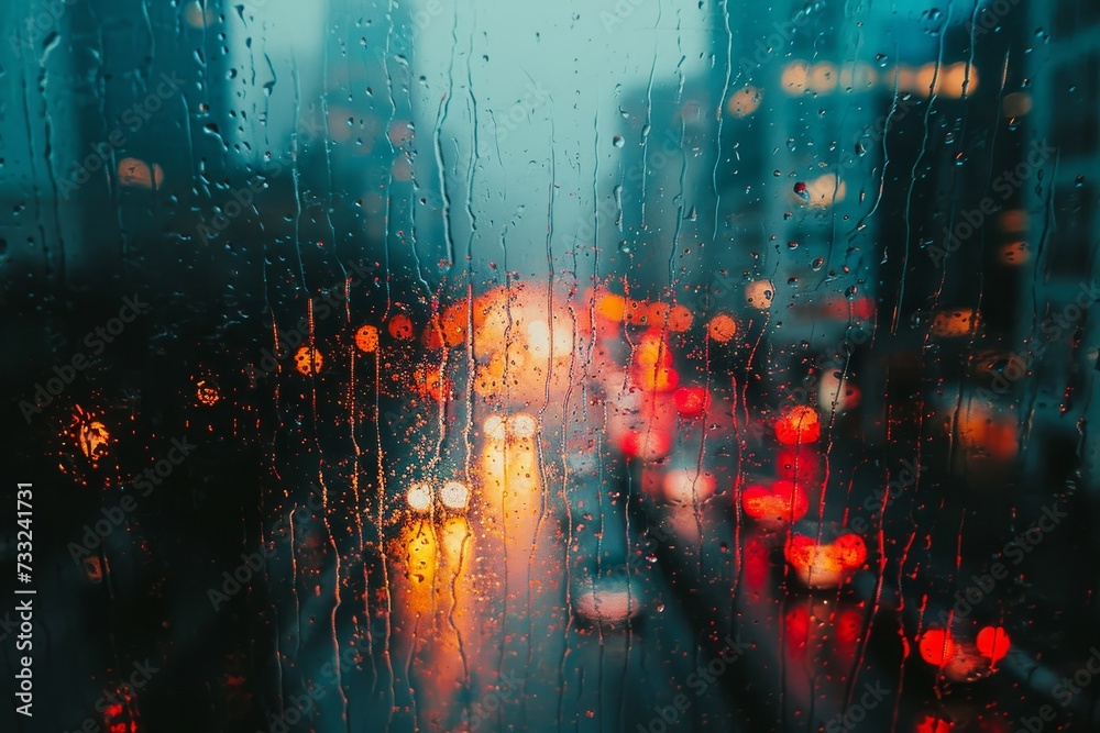 Rainy Cityscape - obrazy, fototapety, plakaty 