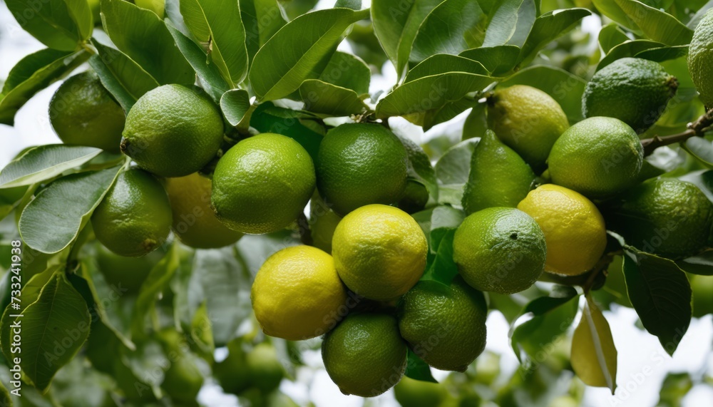 A tree full of green lemons