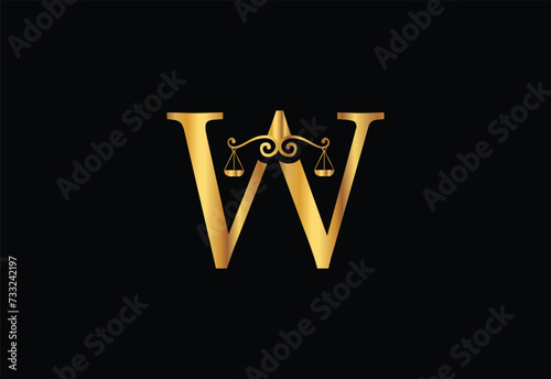 Low firm logo with latter W vector template, Justice logo, Equality, judgement logo vector illustration