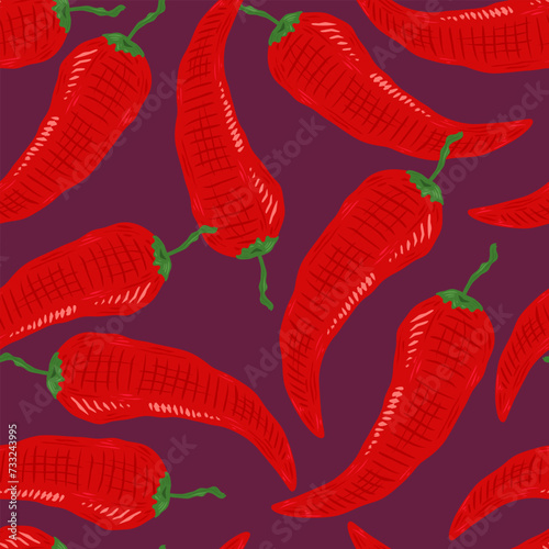 Vector seamless pattern of vintage chilli pattern.