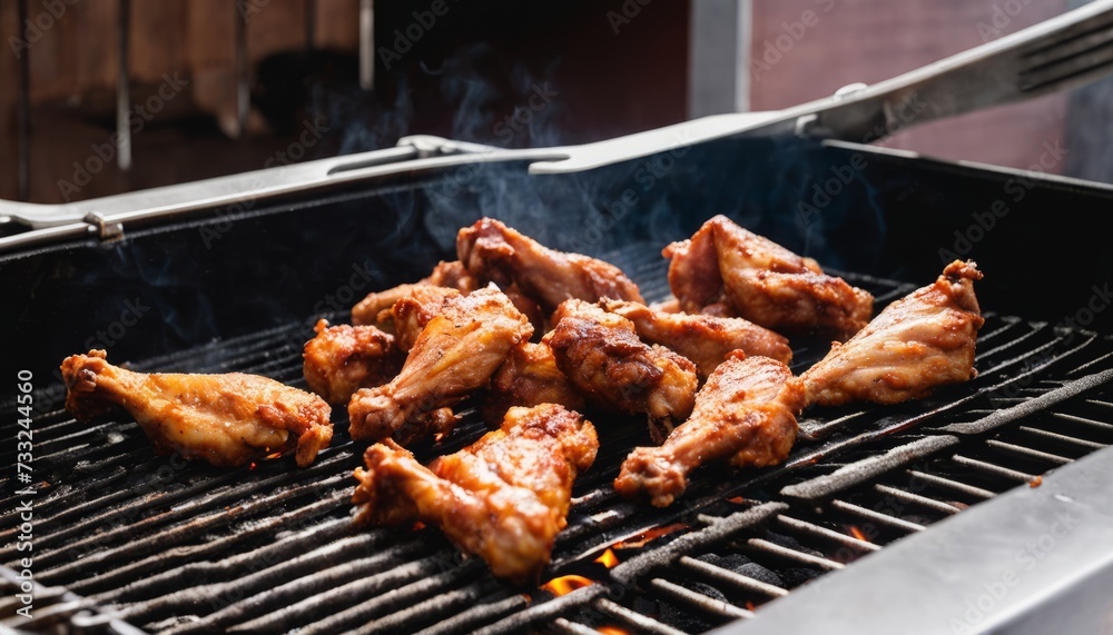 A grill with chicken wings on it A grill with chicken wings on it