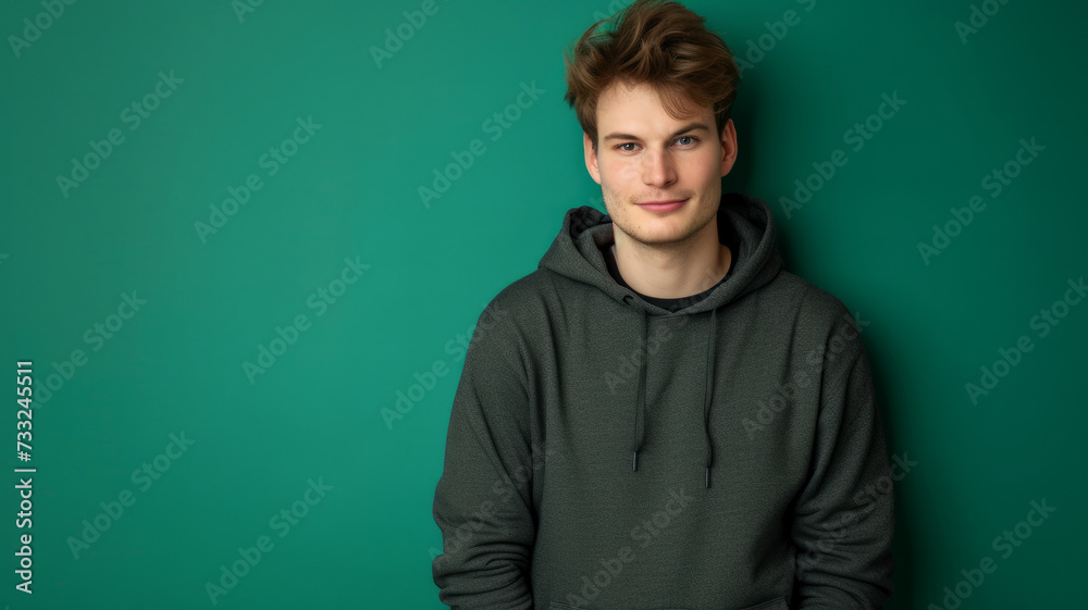 Studio portrait of a young man in a hoodie. Studio portrait of a young man in a hoodie.