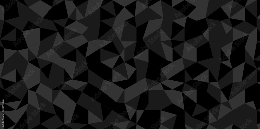 Abstract Black and gray square triangle tiles pattern mosaic backdrop background. Modern seamless geometric dark black pattern low polygon and line square Geometric print composed of triangles design. Abstract Black and gray square triangle tiles pattern mosaic backdrop background. Modern seamless geometric dark black pattern low polygon and line square Geometric print composed of triangles design.