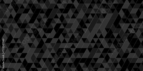Abstract Black and gray square triangle tiles pattern mosaic backdrop background. Modern seamless geometric dark black pattern low polygon and line square Geometric print composed of triangles design. photo
