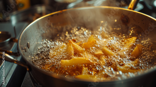 Cooking French fries.