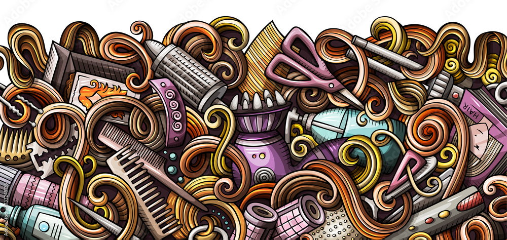 Hair Salon cartoon objects set