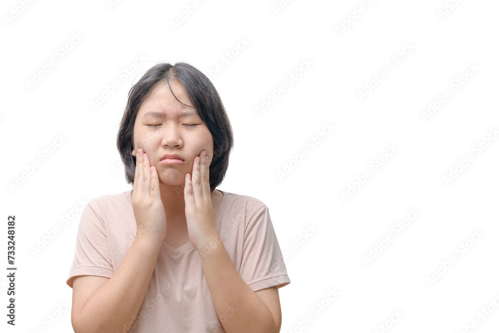 Asian girl toothache. Girl suffering from toothache. Asian girl toothache. Girl suffering from toothache.