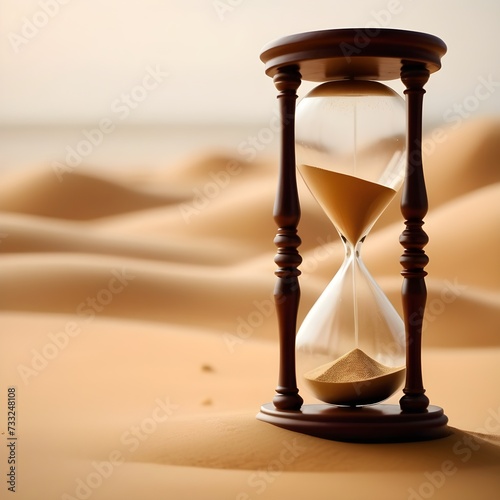 Golden Hourglass Slowly Leaking Its Sand on a Blurry Background