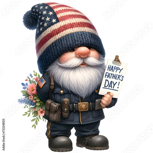 Gnome Father's Day Watercolor Clipart Illustration