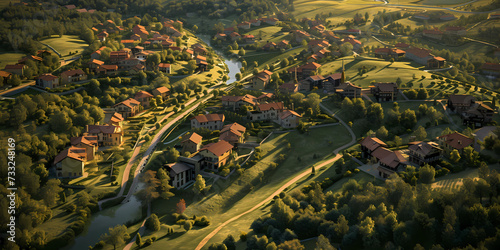 aerial view of a village