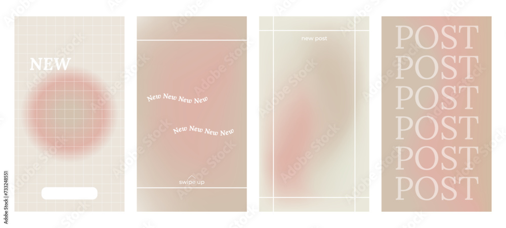 Y2k Aesthetic abstract nude gradient background with beige, pink, pastel, soft blurred pattern. Poster for social media stories, album covers, banners, templates for digital marketing - obrazy, fototapety, plakaty 