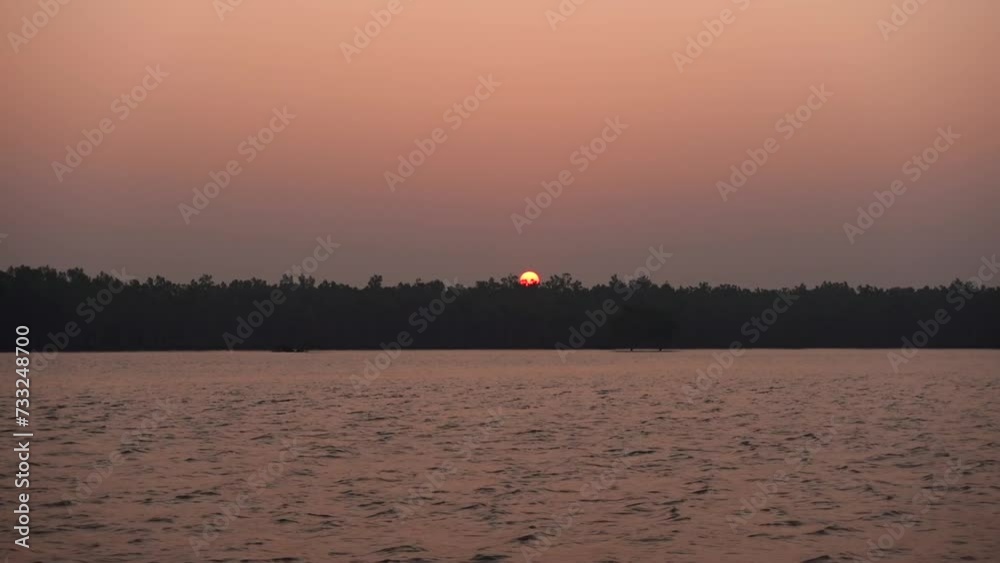 A sunrise view of a part of the Brahmaputra and Meghna river delta in ...