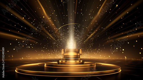 Award ceremony background, abstract shiny luxury golden light wave design element