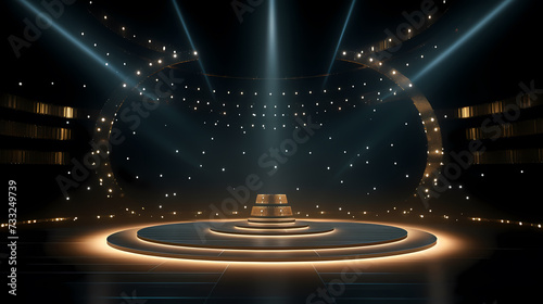 3D golden luxury elements for award ceremony background and podium