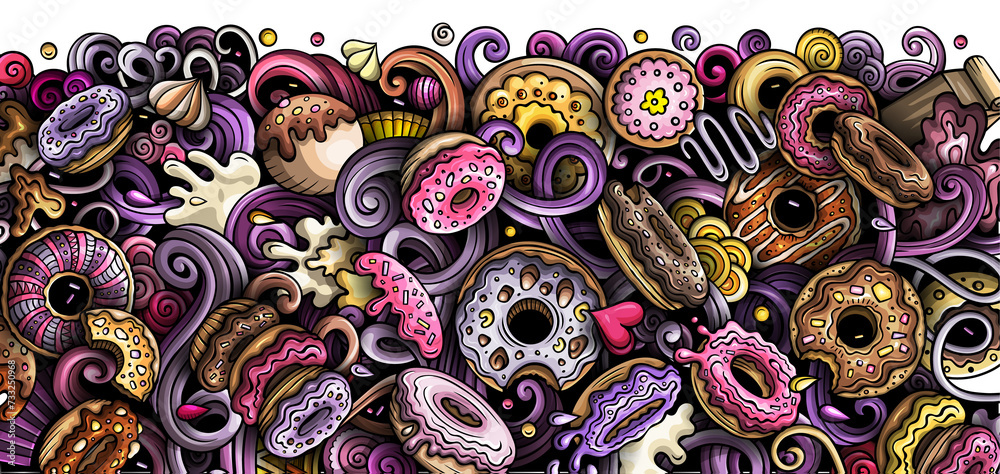 Donuts cartoon banner illustration
