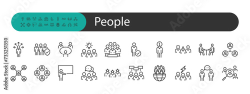 set of people icon, business man, meeting, team