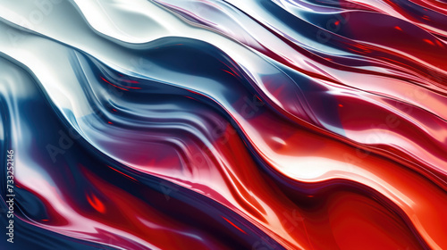 American flag wavy texture, glossy paint, white, blue and red color