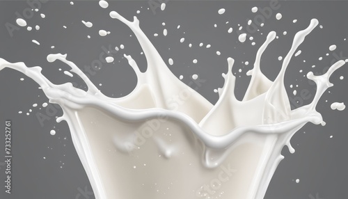 A splash of milk in a white and gray background
