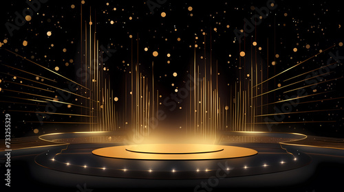 Award ceremony elegant background  stage scene design concept and golden luxury light