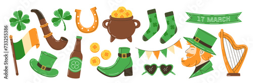St.Patrick's day set. Irish symbols collection. Irish celebration set.