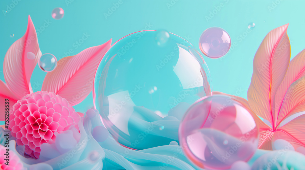 Background made of many pastel colored balloons. Geometric shapes Pastel spheres abstract background. Whimsical pastel delights soft color balls. Abstract digital Illustration of soft color matt 3D ba