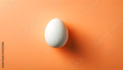 An Easter background, white Easter egg top view on an orange background with great copy space