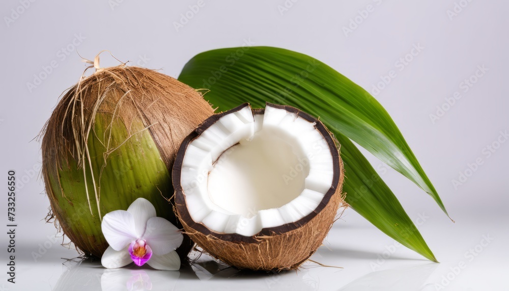 A coconut with a flower on top A coconut with a flower on top