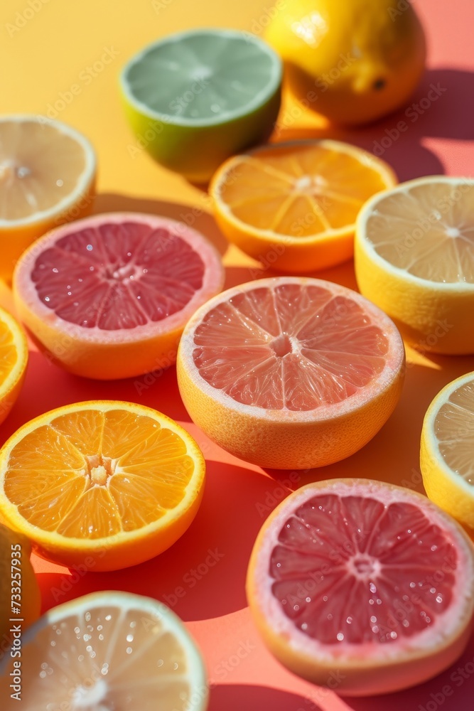 A collection of oranges and lemons arranged neatly on a table, showcasing their vibrant colors and contrasting appearances. A collection of oranges and lemons arranged neatly on a table, showcasing their vibrant colors and contrasting appearances.