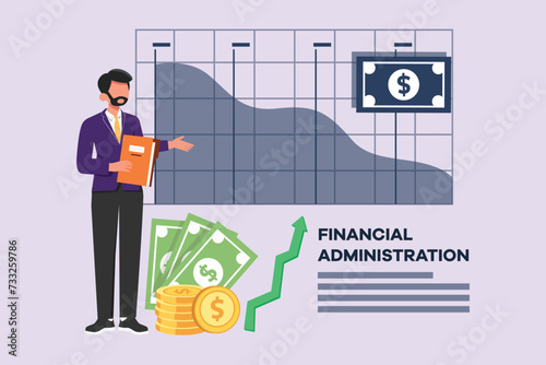 Financial administration concept. Colored flat vector illustration isolated.