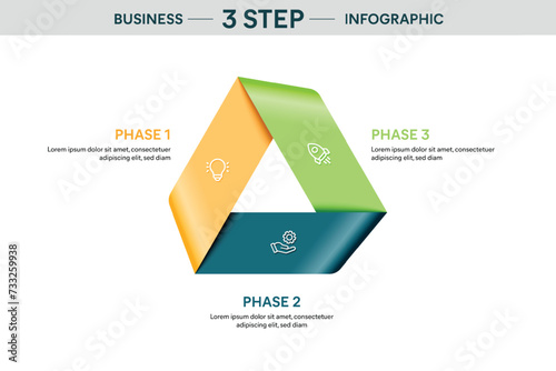Satin Ribbon Infographic Template with 3 options, steps, parts, segments. Business Concept. Marketing Infographic Vector Illustration