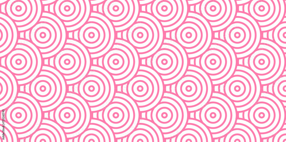 	
Modern diamond geometric ocean spiral pattern and abstract circle wave lines. pink seamless tile stripe geomatics overlapping create retro square line backdrop pattern background. Overlapping Patter