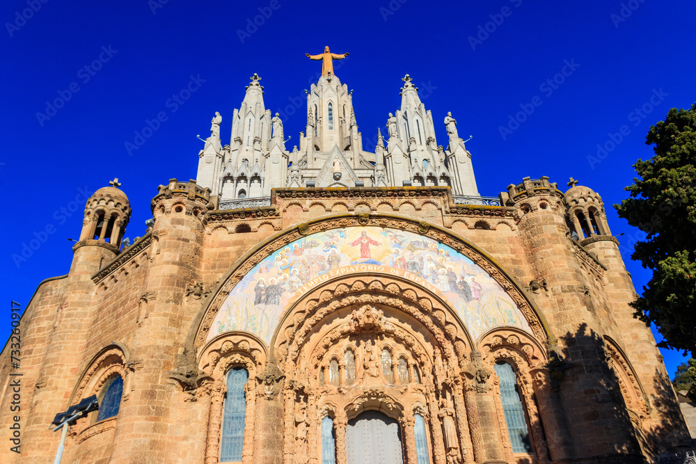 Expiatory Church of the Sacred Heart of Jesus on the summit of Mount Tibidabo in Barcelona, Catalonia, Spain