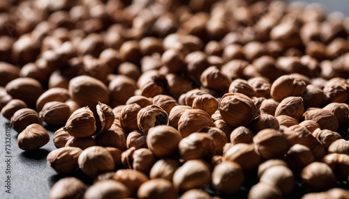 A pile of brown nuts on a table