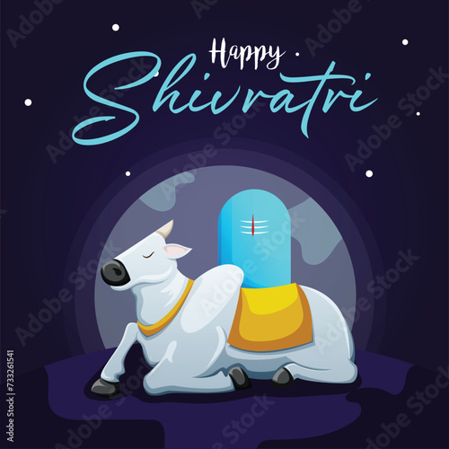 illustration of Lord Shiva with Nandi, Indian God of Hindu for Shivratri in hindi-Shivratri ki Shubhkamnaye