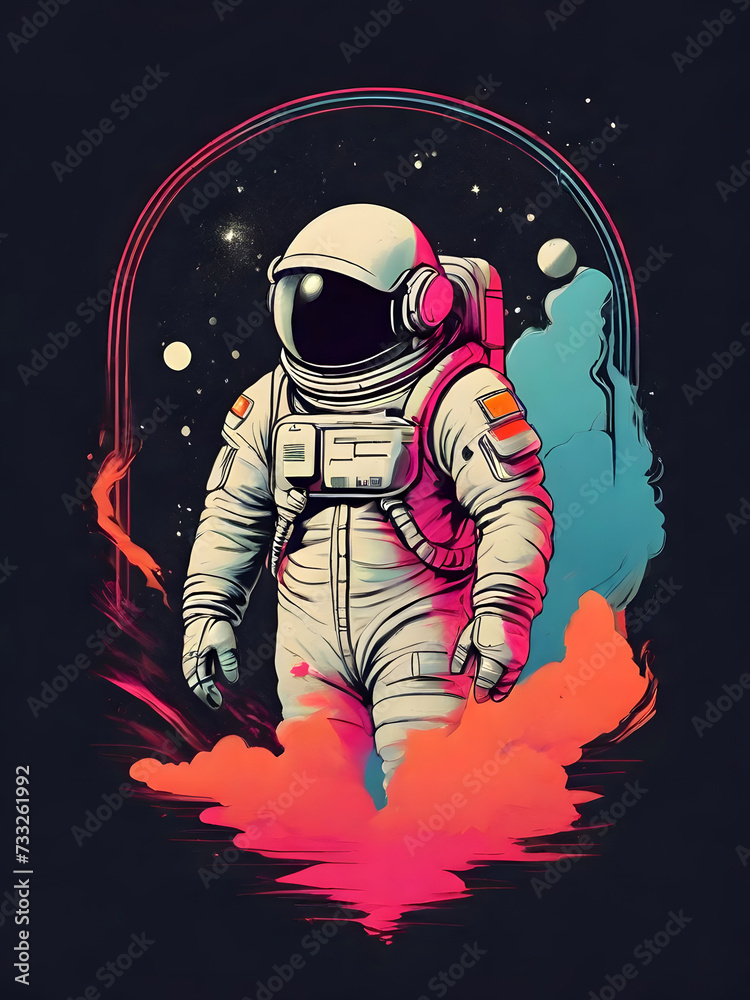 A minimalist T-shirt design with a Astronaut, Generated by Ai A minimalist T-shirt design with a Astronaut, Generated by Ai
