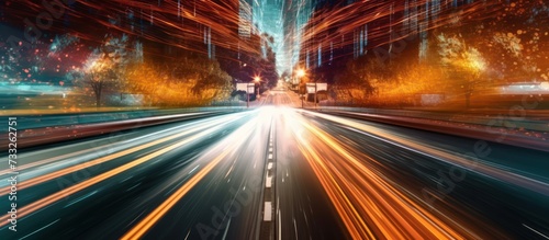 road with motion blur to fast speed © pector