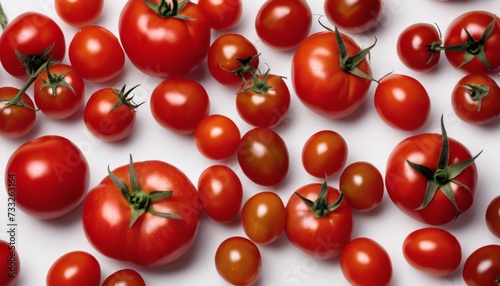 A bunch of red tomatoes on a white background © vivekFx