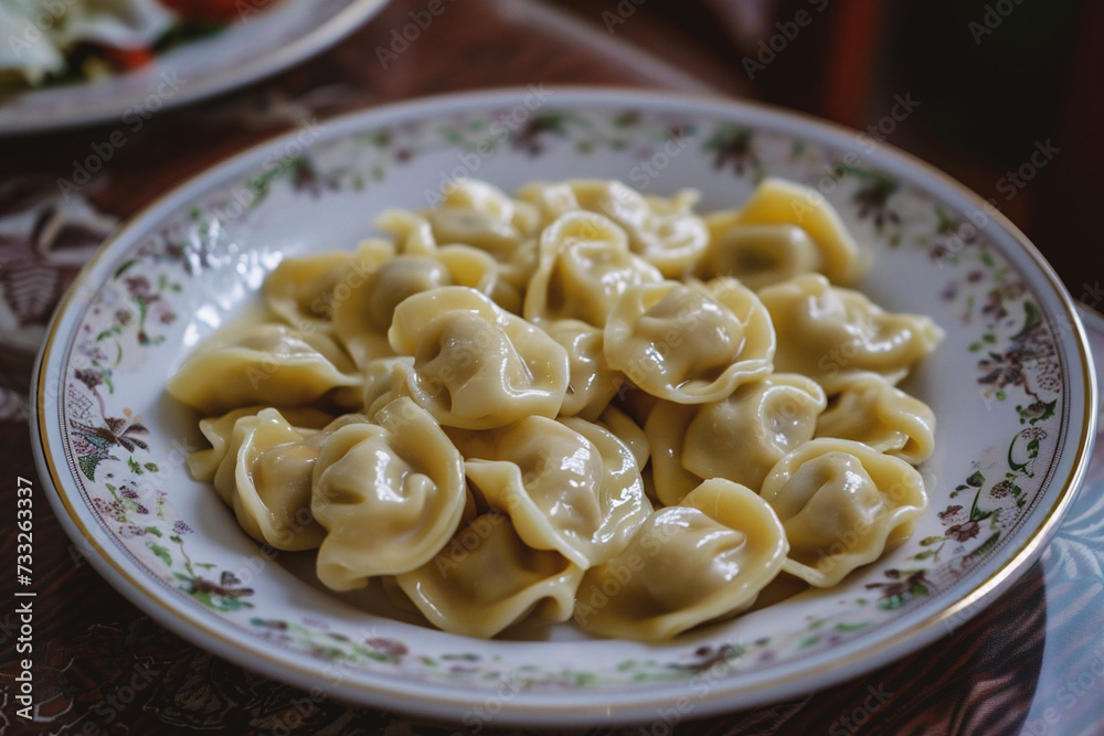 dumplings on a plate on a wooden table dumplings on a plate on a wooden table