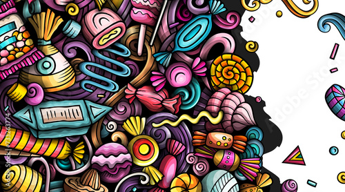 Candies cartoon doodle banner © balabolka